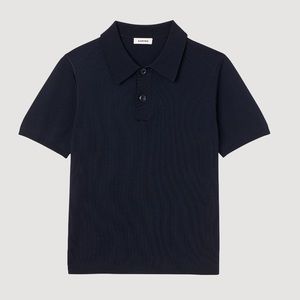 Sandro Sandro Men's knitted polo shirt in Navy Blue
